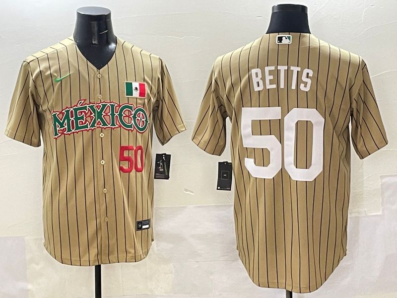 Men Mexico #50 Betts Brown Stripe Joint Name 2025 Nike MLB Jersey style 5->more jerseys->MLB Jersey